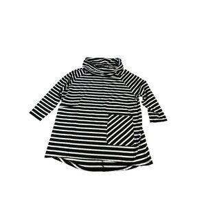 Shannon Passero Black White Striped Cowl Neck Shirt Women's M Tunic Top Pockets